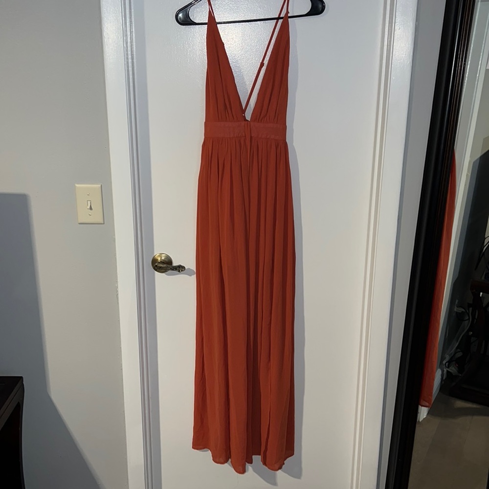 Rust maxi dress with crisscross back